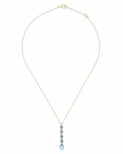 "Azure" Gold, Diamonds And London Blue Topaz Dainty Long Necklace -Nanis Sales CS21 597 ST F1