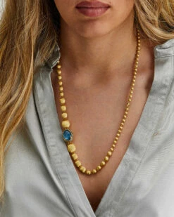 "Reverse" Gold, Blue Diamonds, Swiss Blue Topaz, Green Sapphires And London Blue Topaz Convertible Y Necklace (LARGE) 19 "Reverse" Gold, Blue Diamonds, Swiss Blue Topaz, Green Sapphires And London Blue Topaz Convertible Y Necklace (LARGE) -Nanis Sales CS22 584