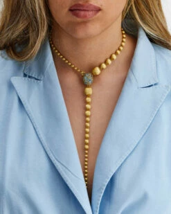 "Reverse" Gold, Blue Diamonds, Swiss Blue Topaz, Green Sapphires And London Blue Topaz Convertible Y Necklace (LARGE) 16 "Reverse" Gold, Blue Diamonds, Swiss Blue Topaz, Green Sapphires And London Blue Topaz Convertible Y Necklace (LARGE) -Nanis Sales CS22 584 3