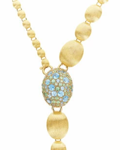 "Reverse" Gold, Blue Diamonds, Swiss Blue Topaz, Green Sapphires And London Blue Topaz Convertible Y Necklace (LARGE) 17 "Reverse" Gold, Blue Diamonds, Swiss Blue Topaz, Green Sapphires And London Blue Topaz Convertible Y Necklace (LARGE) -Nanis Sales CS22 584 ST L