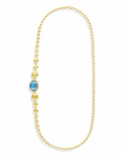 "Reverse" Gold, Blue Diamonds, Swiss Blue Topaz, Green Sapphires And London Blue Topaz Convertible Y Necklace (LARGE) 18 "Reverse" Gold, Blue Diamonds, Swiss Blue Topaz, Green Sapphires And London Blue Topaz Convertible Y Necklace (LARGE) -Nanis Sales CS22 584 ST W2