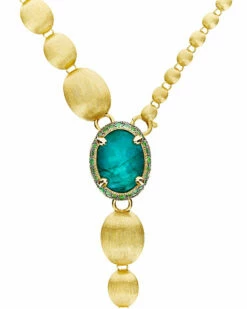 "Reverse" Gold, Sapphire, Tsavorite, Amethyst, Green Labradorite And Rock Crystal Convertible Y Necklace (LARGE) -Nanis Sales CS25 584 ST F1