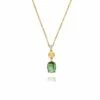 "Tourmalines" Gold, Diamonds And Green Tourmaline Necklace (small Pendant)