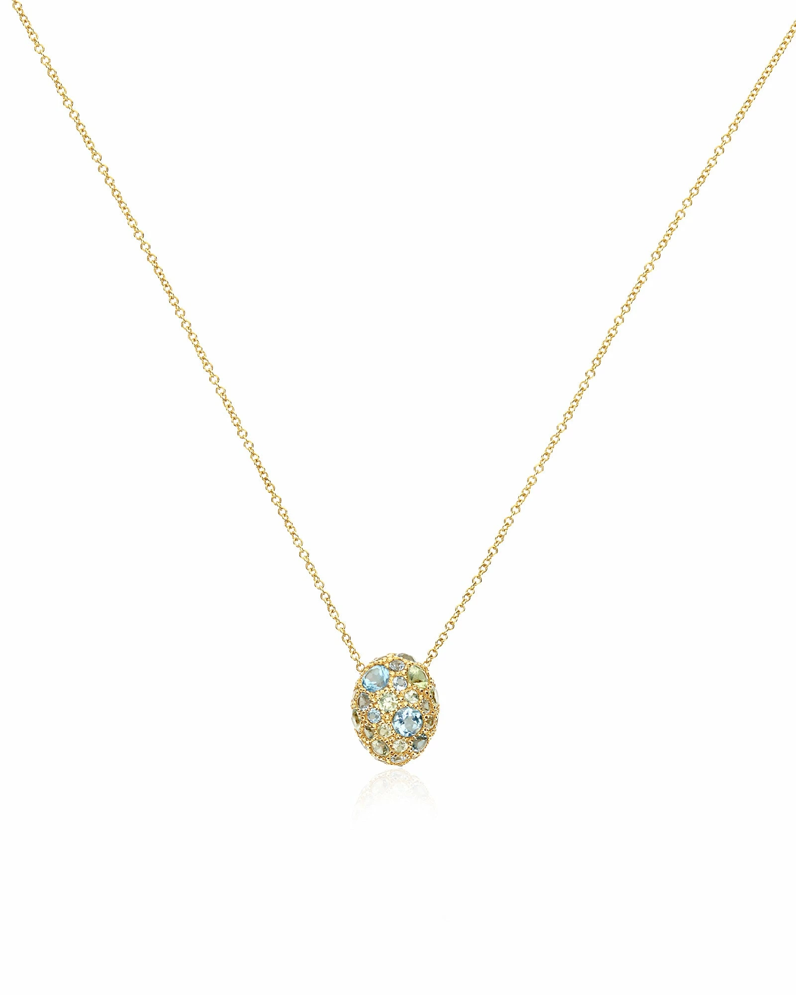 "Reverse" Gold, Blue Diamonds, Swiss Blue Topaz, Green Sapphires And London Blue Topaz Double-face Necklace 5 "Reverse" Gold, Blue Diamonds, Swiss Blue Topaz, Green Sapphires And London Blue Topaz Double-face Necklace - Image 3