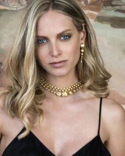 "Ivy" Hand- Engraved Gold Boules And Diamonds Convertible Statement Necklace (LARGE) -Nanis Sales CS32 538 2