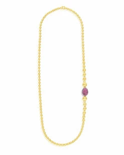 "Reverse" Gold, Pink Sapphires, Rubies, White Australian Opal And Diamonds Convertible Y Necklace -Nanis Sales CS32 584 ST R