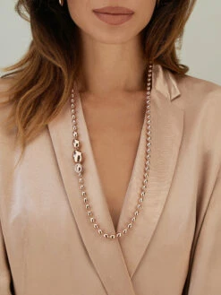 SUNSET "Ivy" Rose Gold Boules And Diamonds Iconic Convertible Necklace (short) -Nanis Sales CS34 538 ROSE 1