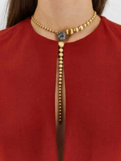 "Reverse" Gold, Diamonds, Rubies And Rock Crystal Convertible Y Necklace -Nanis Sales CS35 584 1