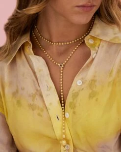 "Ivy" Hand- Engraved Gold Boules And Diamonds Convertible Statement Necklace (SLIM) -Nanis Sales CS37 538 02