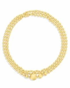 "Ivy" Hand- Engraved Gold Boules And Diamonds Convertible Statement Necklace (SLIM) -Nanis Sales CS37 538 ST F1