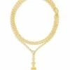 "Ivy" Hand- Engraved Gold Boules And Diamonds Convertible Statement Necklace (SLIM)