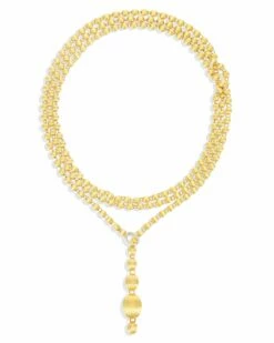 "Ivy" Hand- Engraved Gold Boules And Diamonds Convertible Statement Necklace (SLIM)