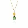 "Tourmalines" Gold, Diamonds And Green Tourmaline Necklace (big Pendant)
