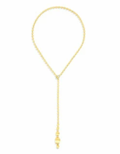 "ivy" Slim Hand- Engraved Gold Boules And Diamonds Convertible Statement Necklace (short)