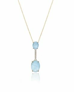 "ipanema" Aquamarine Diamonds And 18kt Gold Bar Necklace
