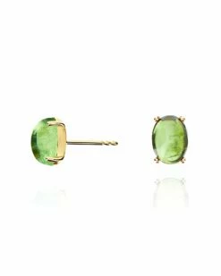 "Tourmalines" Gold And Green Tourmaline Stud Earrings (large) -Nanis Sales OA2 598 ST F1
