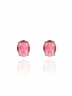"torumalines" Gold And Pink Tourmaline Stud Earrings (large)
