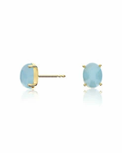 "Azure" Gold And Aquamarine Stud Earrings -Nanis Sales OA5 597 ST F2
