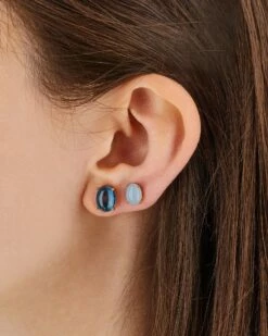 "Azure" Gold And London Blue Stud Earrings -Nanis Sales OA6 597 OA7 597