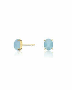 "azure" Gold And Aquamarine Stud Earrings (small) -Nanis Sales OA6 597 ST F1