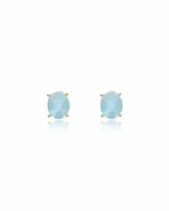 "azure" Gold And Aquamarine Stud Earrings (small)