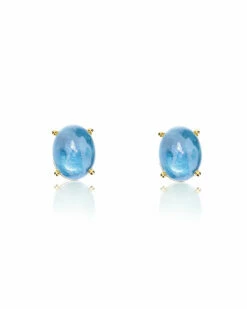 "Azure" Gold And London Blue Stud Earrings
