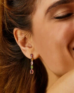 "Tourmalines" Gold, Diamonds And Tourmaline Colorful Earrings -Nanis Sales OS1 598