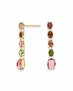 "Tourmalines" Gold, Diamonds And Tourmaline Colorful Earrings -Nanis Sales OS1 598 ST L