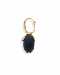 "Ciliegina" Gold And Black Onyx Ball Drop Single Earring With Diamonds Details (LARGE) -Nanis Sales OS1 599 ST F1 MONO