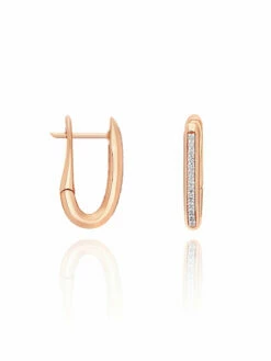 SUNSET "Libera" Small Rose Gold Square Hoop Earrings With Diamonds