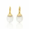 "White Desert" Ciliegine Gold And White Moonstone Ball Drop Earrings With Diamonds Details (LARGE) -Nanis Sales OS1 603 2