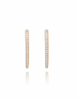 SUNSET "Libera Icon" Small Rose Gold Oval Hoop Earrings With Diamonds -Nanis Sales OS1 604 2 RR