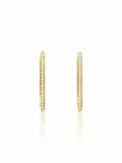 Libera Icon Small Gold Oval Hoop Earrings With Diamonds -Nanis Sales OS1 604 ST 1