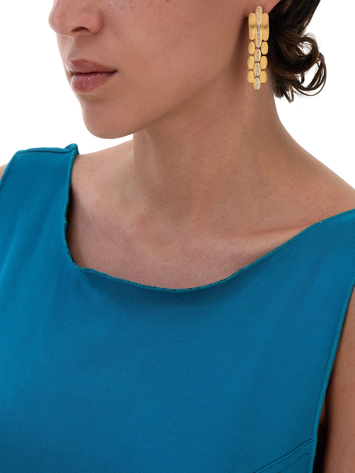 "Diva" Gold And Diamonds Pendant Earrings 4 "Diva" Gold And Diamonds Pendant Earrings - Image 2