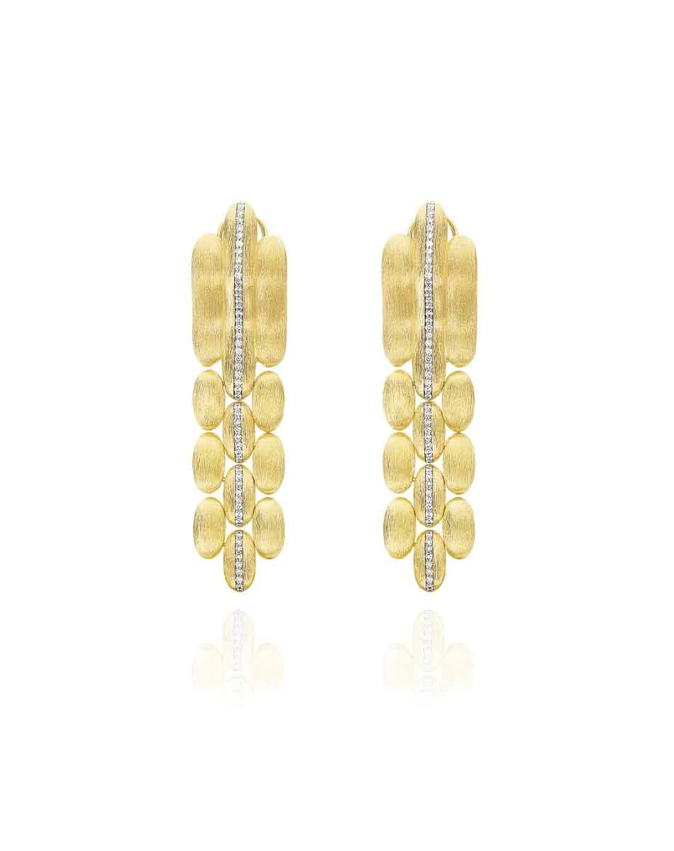 "Diva" Gold And Diamonds Pendant Earrings 3 "Diva" Gold And Diamonds Pendant Earrings