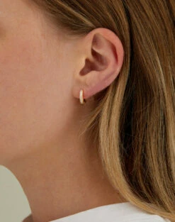 "libera" Gold And Diamonds Hoop Earrings (small) -Nanis Sales OS10 602