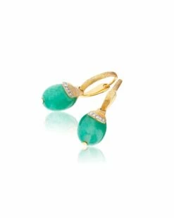"Amazonia" Ciliegine Gold And Green Aventurine Ball Drop Earrings With Diamonds Details (SMALL) -Nanis Sales OS10 603 2