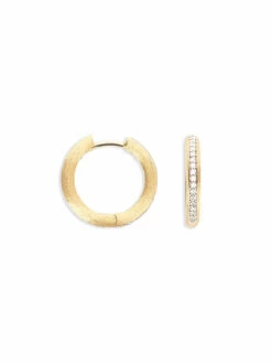 "libera" Gold And Diamonds Hoop Earrings (large)