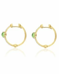 "Tourmalines" Gold, Diamonds And Green Tourmaline Hoop Earrings -Nanis Sales OS14 598 ST F2