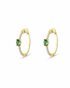 "Tourmalines" Gold, Diamonds And Green Tourmaline Hoop Earrings -Nanis Sales OS14 598 ST R