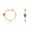 "Tourmalines" Gold, Diamonds And Pink Tourmaline Hoop Earrings -Nanis Sales OS15 598 ST F1