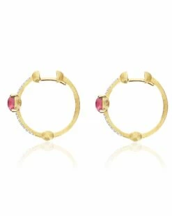 "Tourmalines" Gold, Diamonds And Pink Tourmaline Hoop Earrings -Nanis Sales OS15 598 ST F2