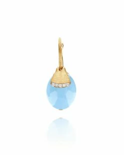 Azure "Amulets" Ciliegina Gold And Milky Aquamarine Ball Drop Single Earring With Diamonds Details (LARGE)