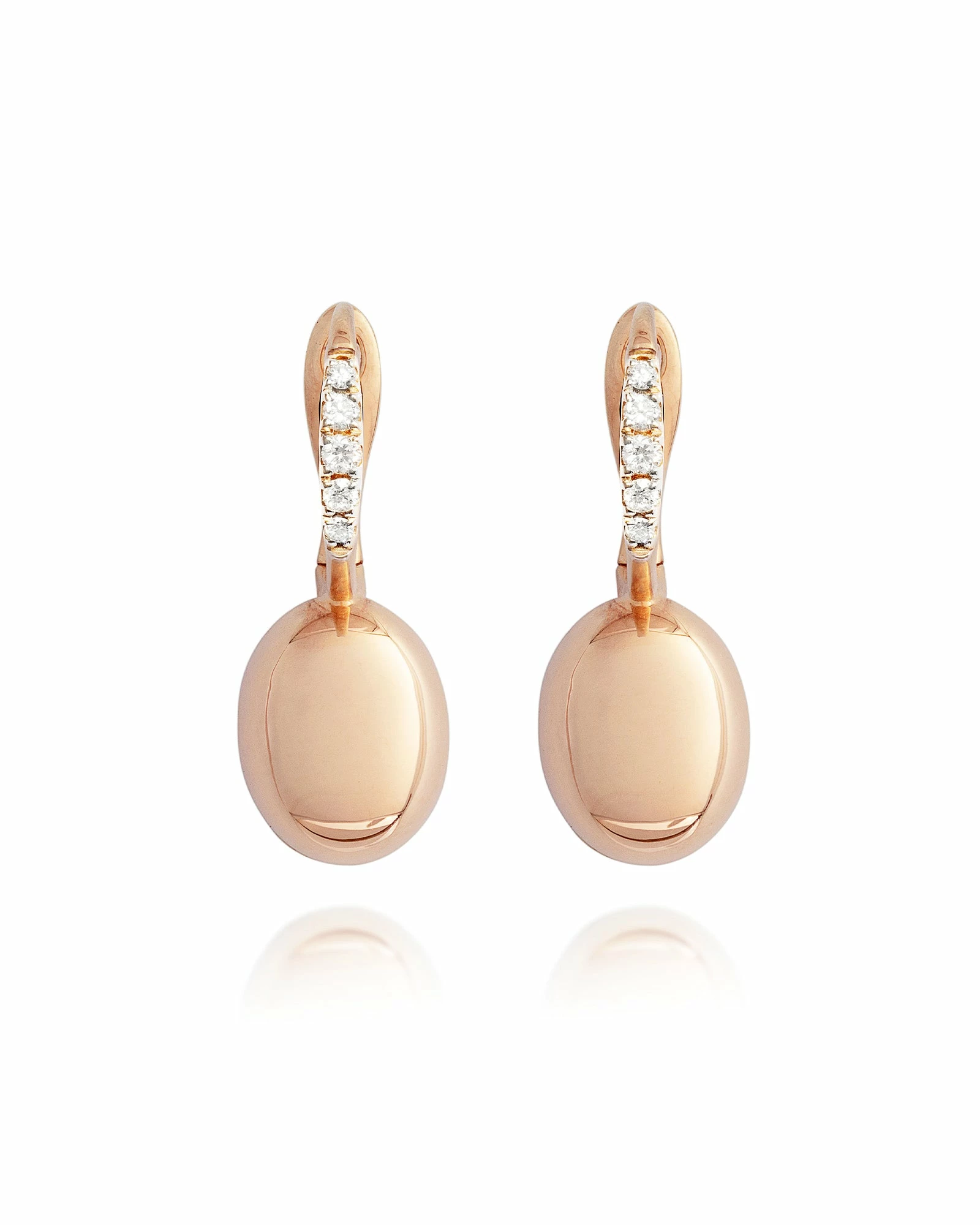 SUNSET "Ciliegine" Rose Gold Boules And Diamonds Details Earrings (small) 3 SUNSET "Ciliegine" Rose Gold Boules And Diamonds Details Earrings (small)