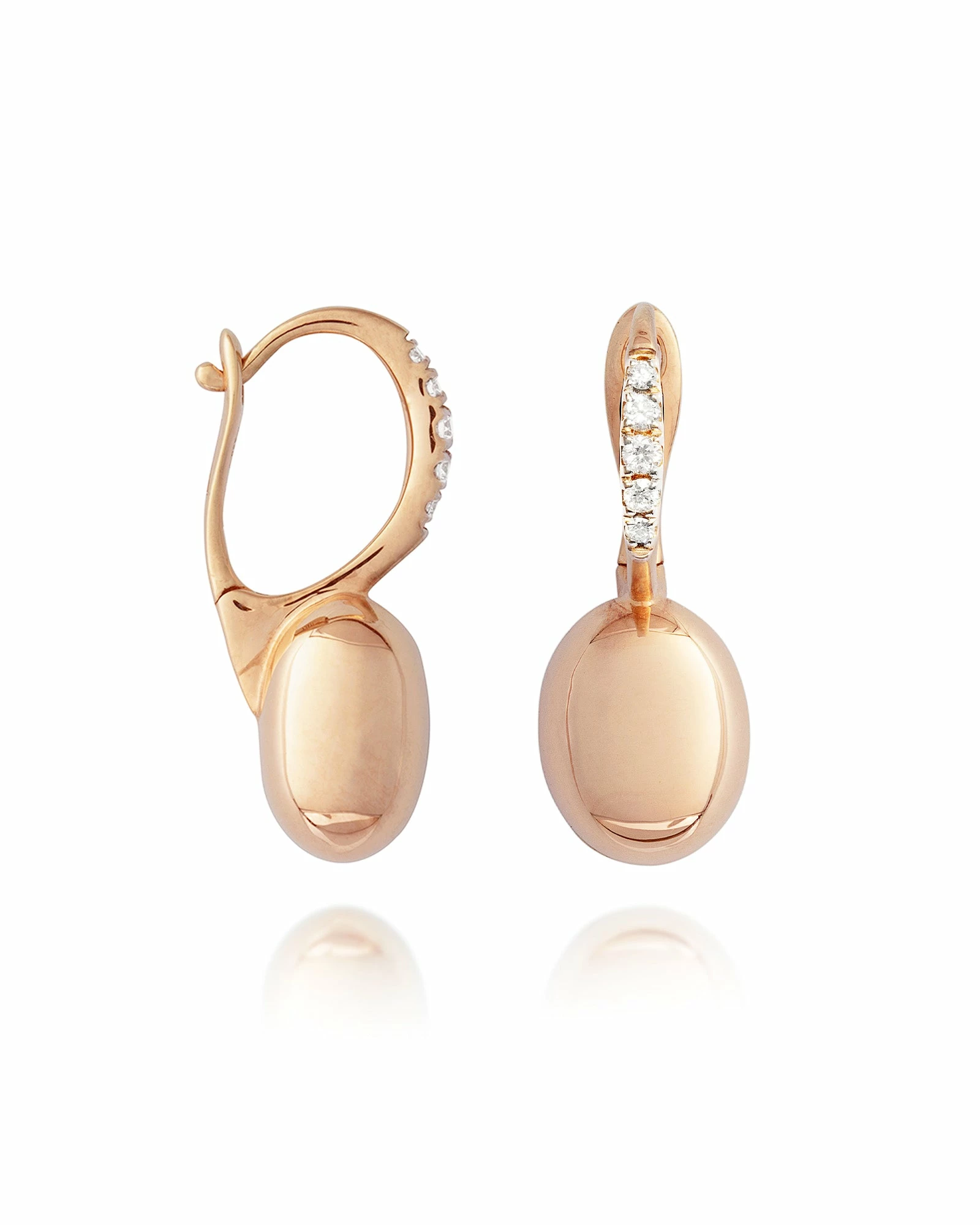 SUNSET "Ciliegine" Rose Gold Boules And Diamonds Details Earrings (small) 5 SUNSET "Ciliegine" Rose Gold Boules And Diamonds Details Earrings (small) - Image 3