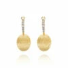 "Ciliegine" Gold Ball Drop Earrings With Diamonds Details (SMALL)
