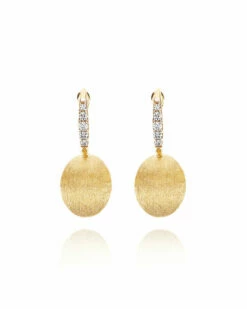 "Ciliegine" Gold Ball Drop Earrings With Diamonds Details (SMALL)
