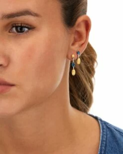 "Azure" Gold, London Blue Topaz Boules And Diamonds Short Earrings -Nanis Sales OS18 597 ST L OS19 597 2