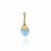 Azure "Amulets" Ciliegina Gold And Milky Aquamarine Ball Drop Single Earring With Diamonds Details (SMALL)