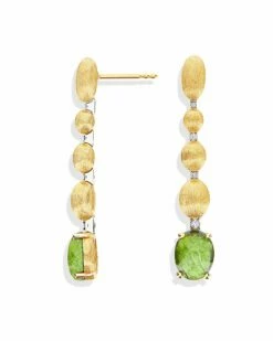 "Tourmalines" Gold, Diamonds And Green Tourmaline Ball Drop Earrings (long) -Nanis Sales OS2 598 ST L